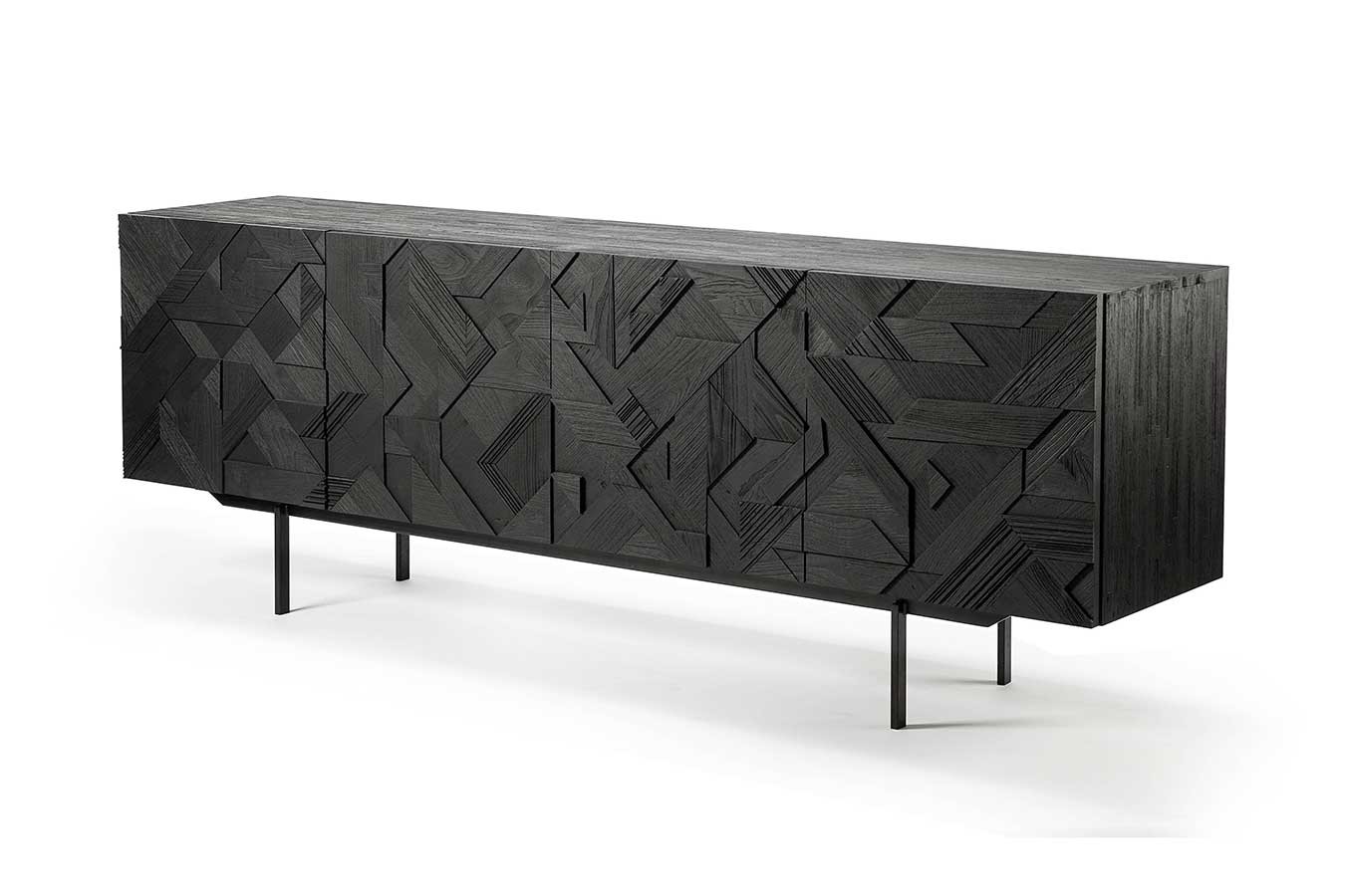 Anrichte Graphic Teak schwarz B 224 cm