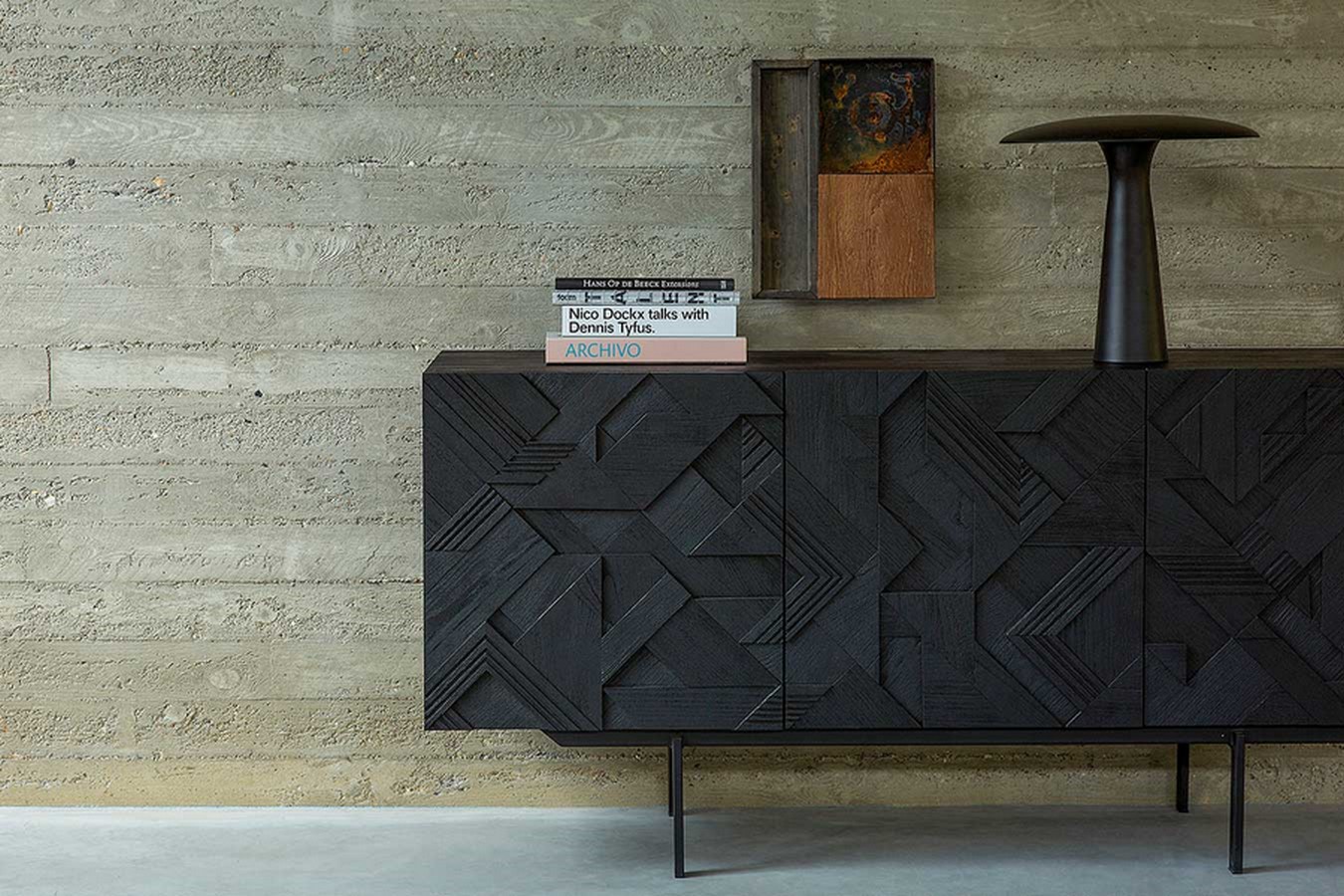 Anrichte Graphic Teak schwarz B 168 cm