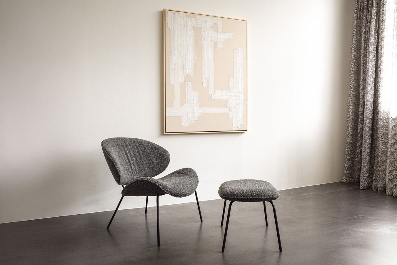Sessel Alvaro Lounge Bouclé grau