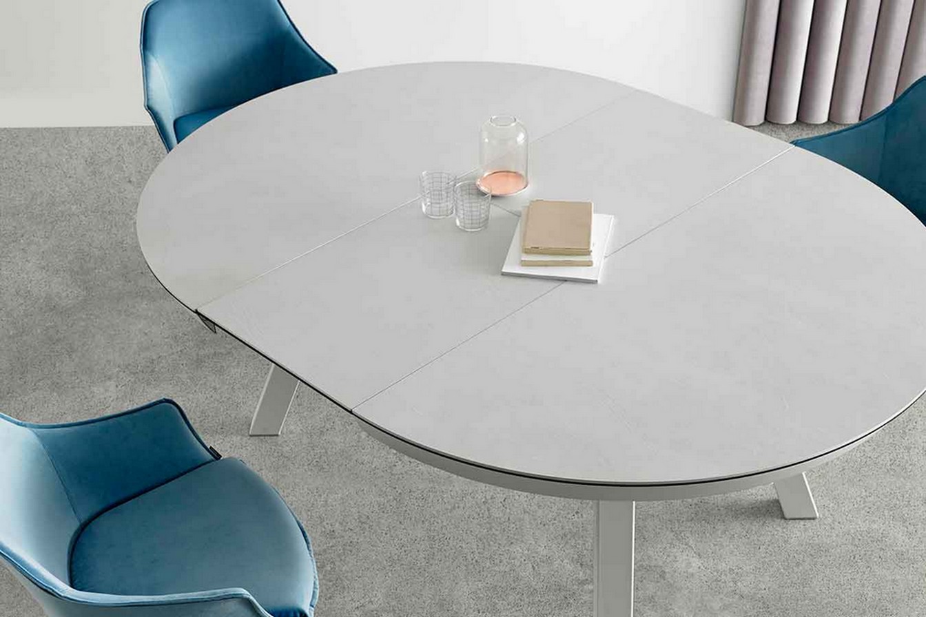 Tisch ausziehbar rund weiss 125
