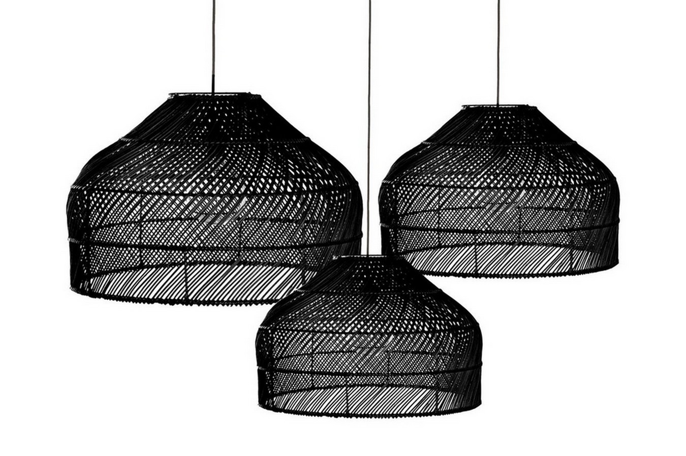 Lampenschirm Ivy Rattan schwarz S