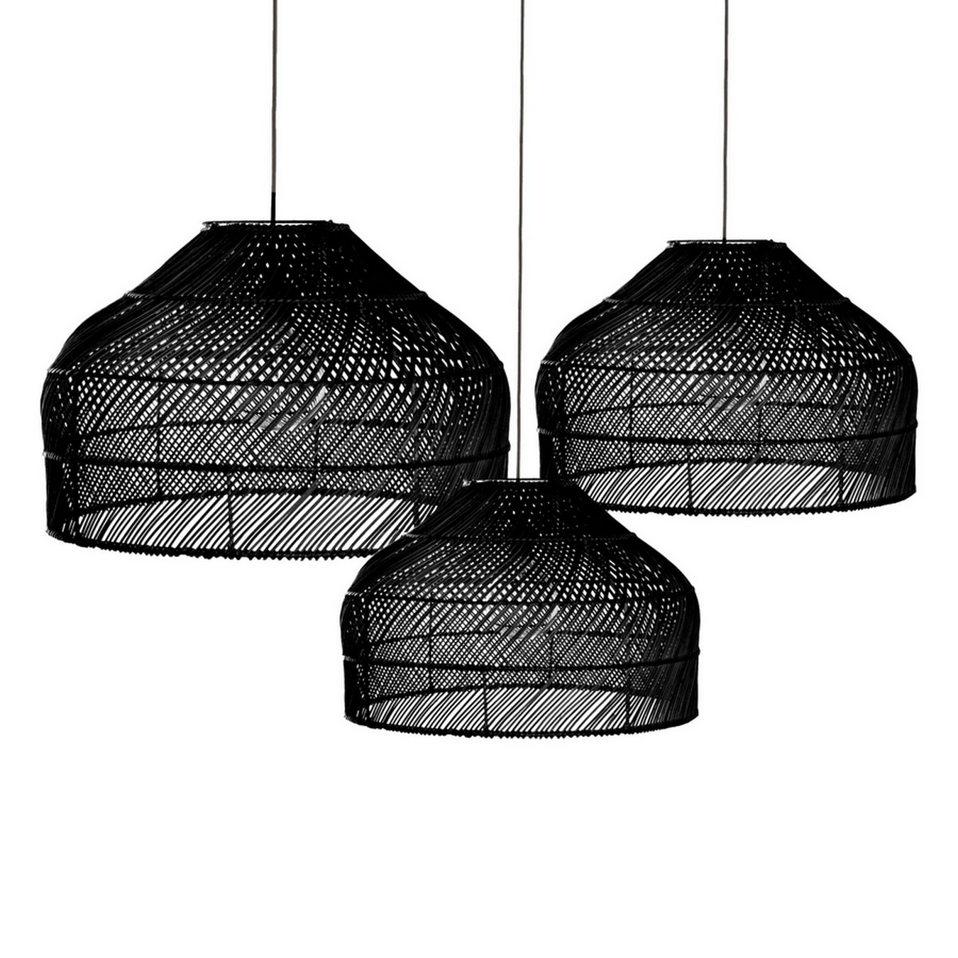 Lampenschirm Ivy Rattan schwarz L