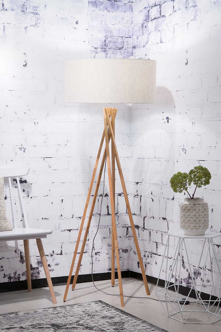 Stehlampe Kilimanjaro Bambus Textil natur
