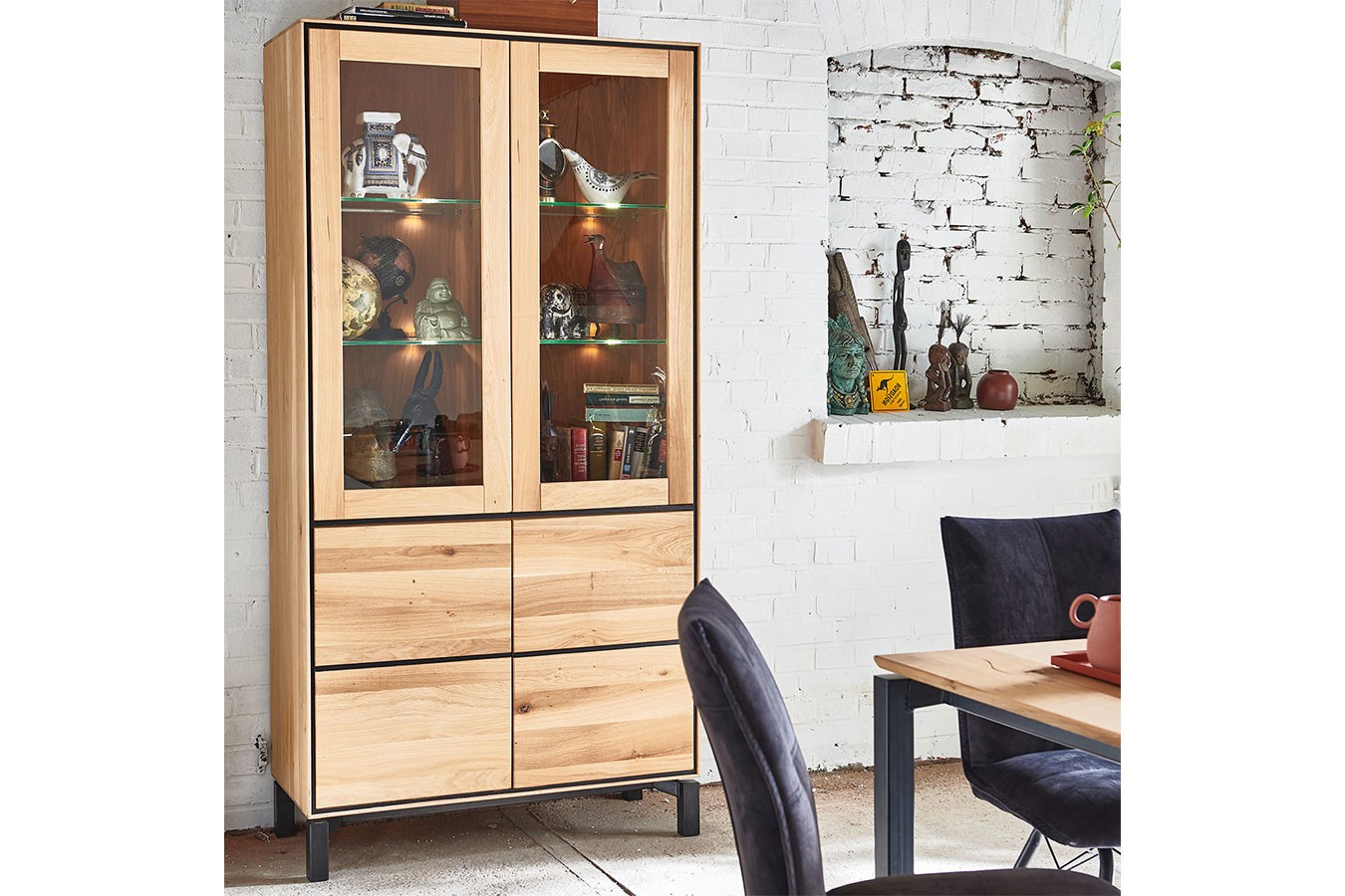Vitrinenschrank Birmingham Eiche H 200 cm