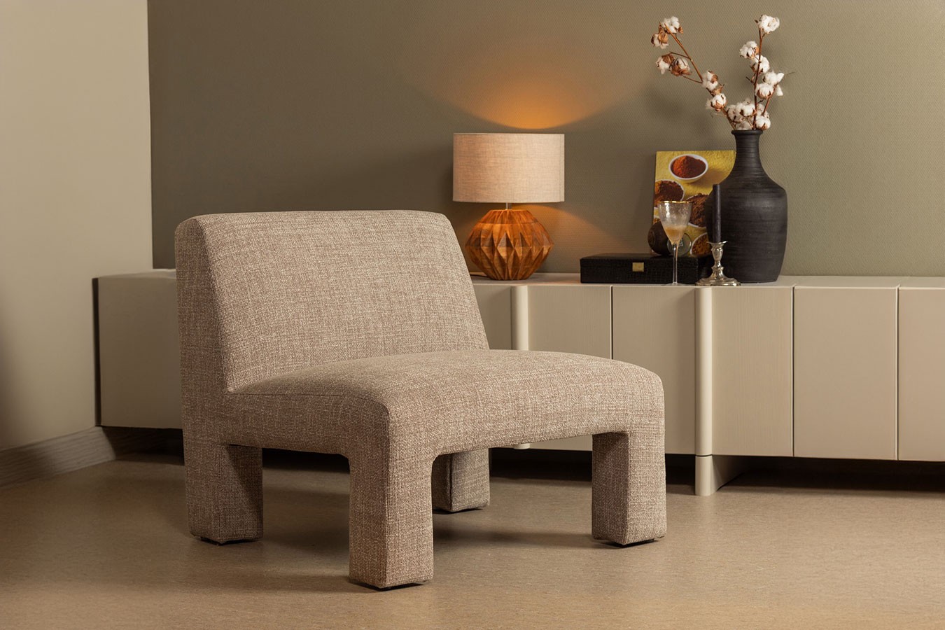 Designersessel Lavida Stoff natur