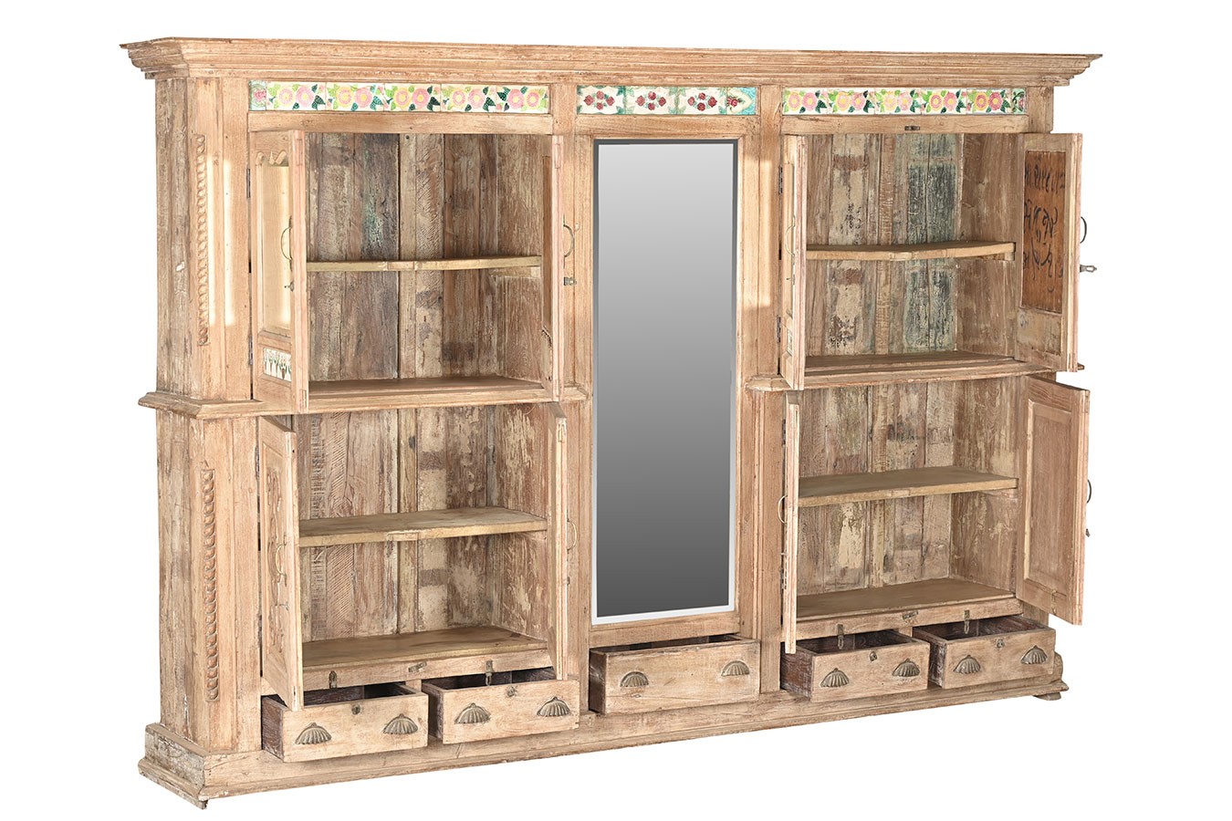 Vitrinenschrank Dutch Style mit Kacheln whitewashed
