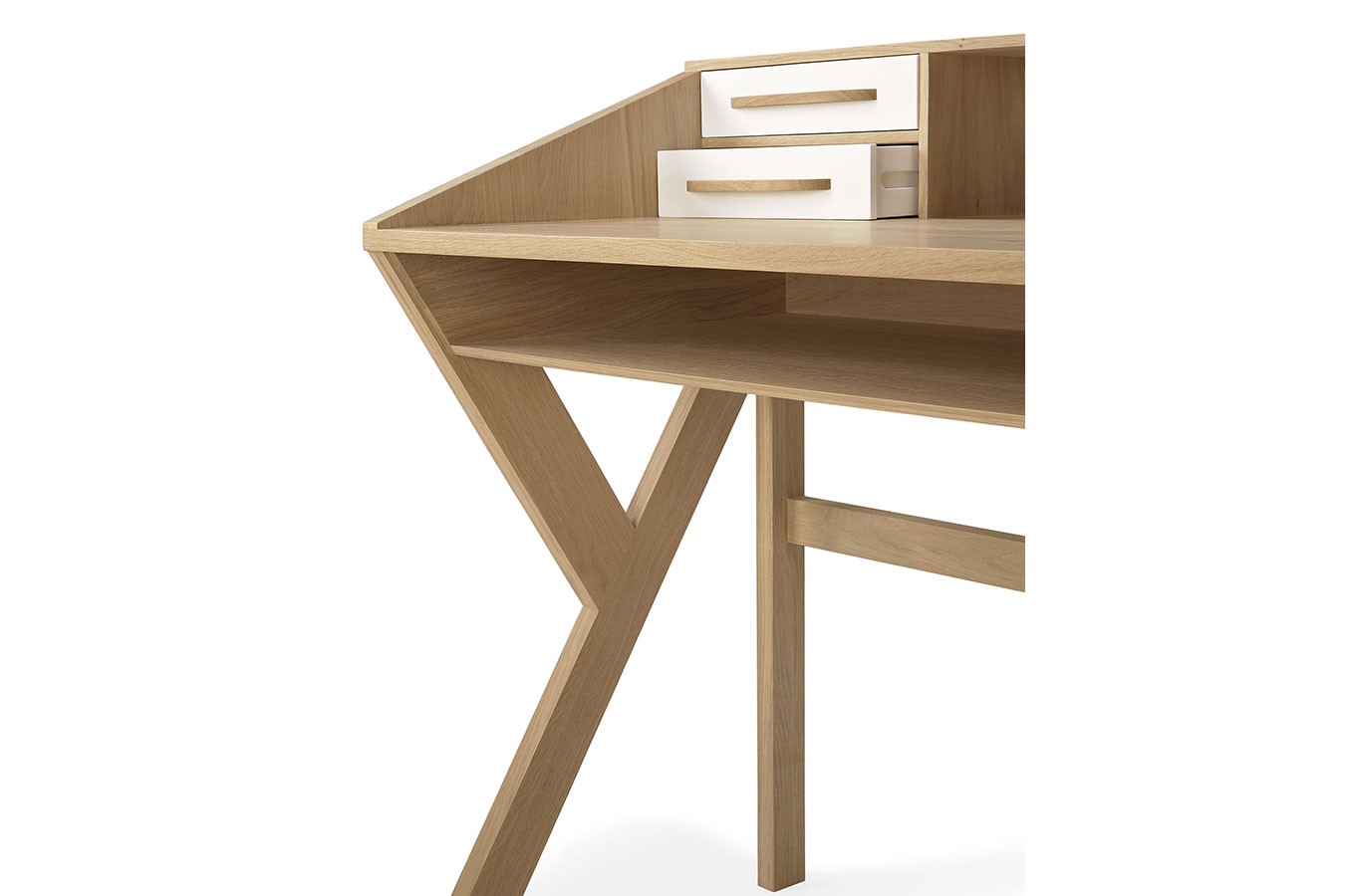 Schreibtisch Origami Eiche natur creme B 135 cm
