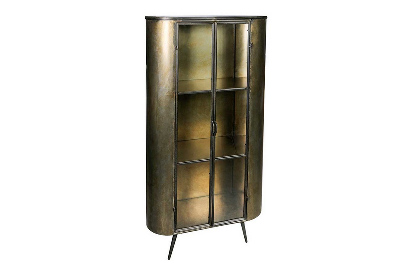 Vitrine Space Metall messing antik h 161 cm