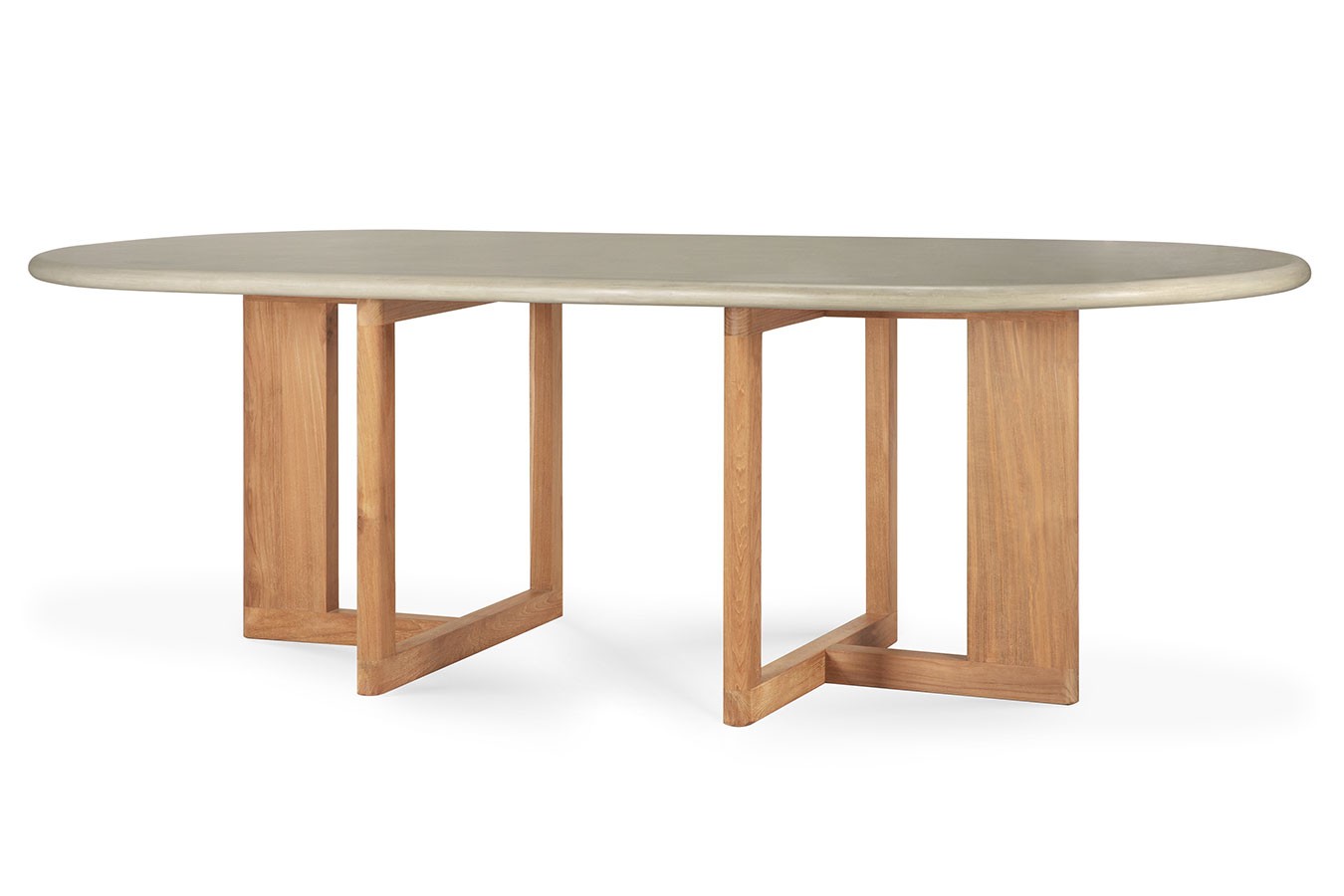 Esstisch Trestle Beton mit Teak B 240 cm