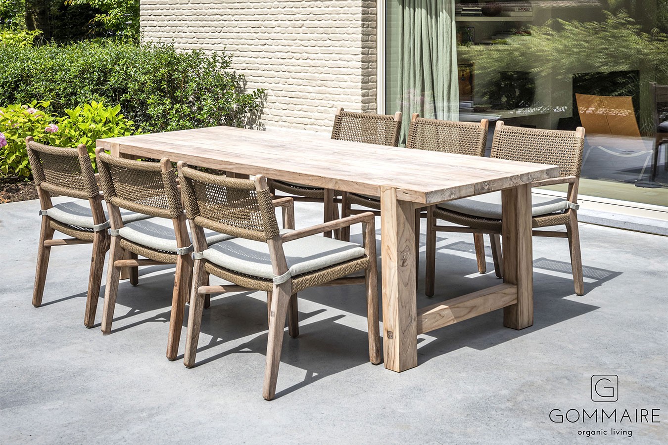 Gartenstuhl mit Arm Fiona Teak grau