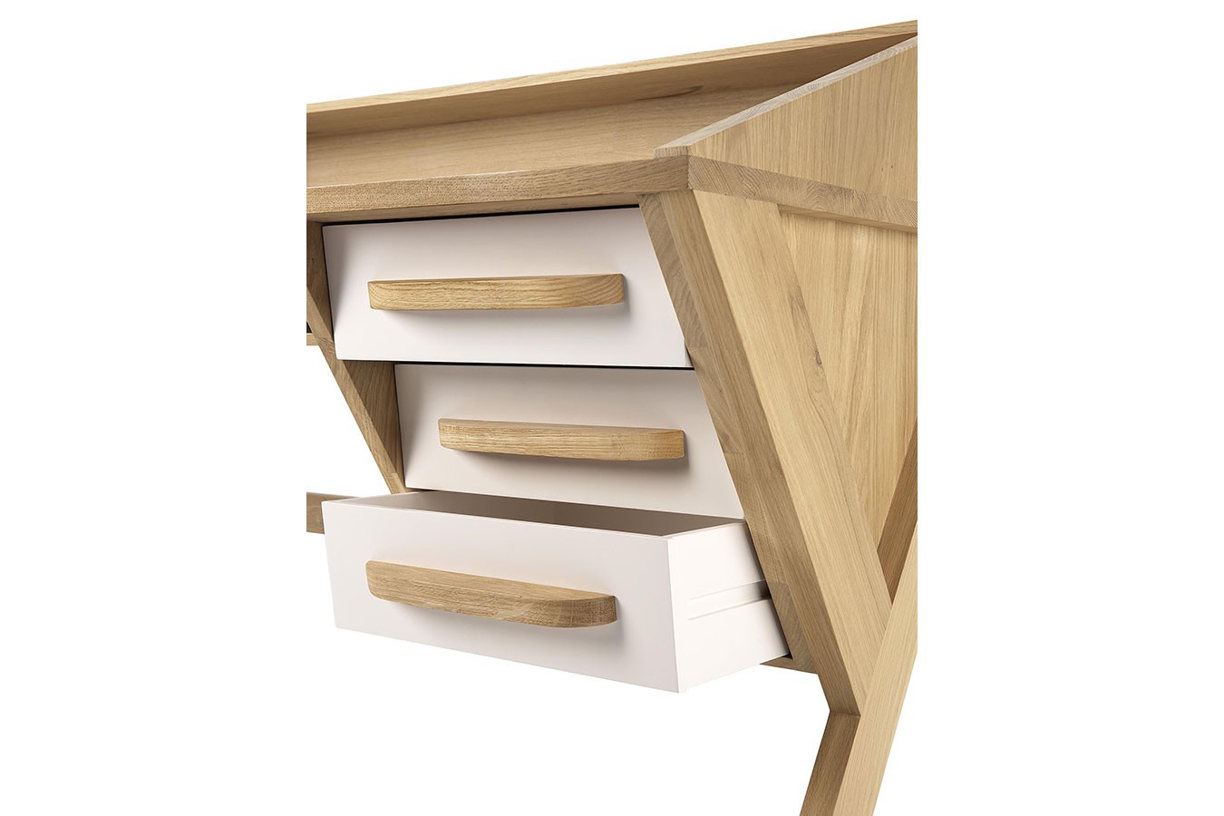 Schreibtisch Origami Eiche natur creme B 135 cm