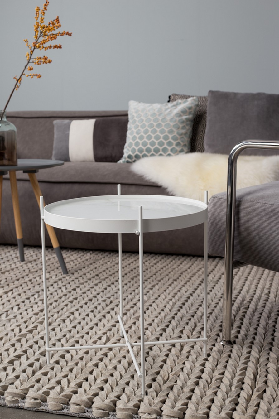 Beistelltisch Metallgestell weiss rund zerlegbar