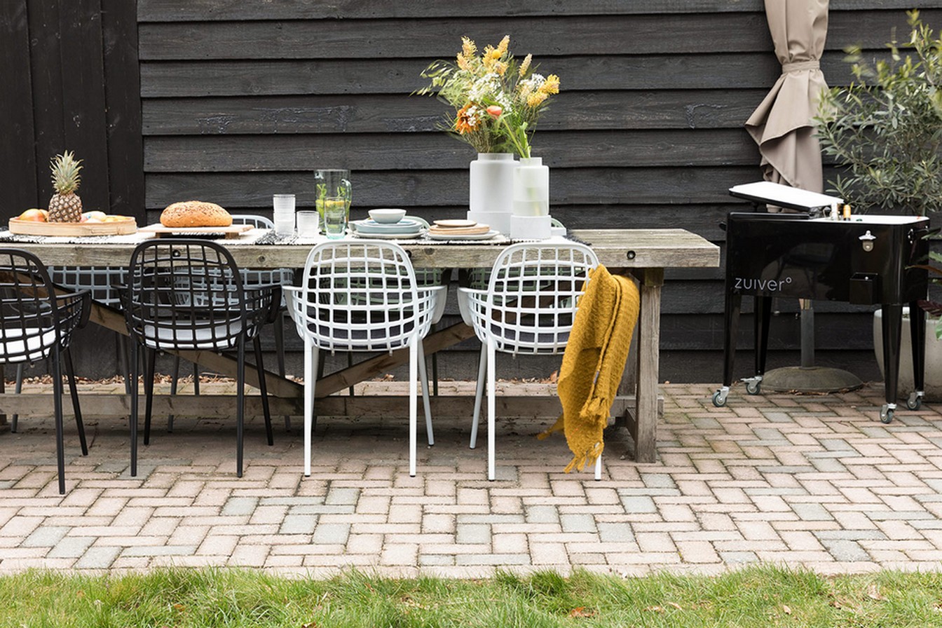 Garten Armlehnstuhl Aluminium weiss