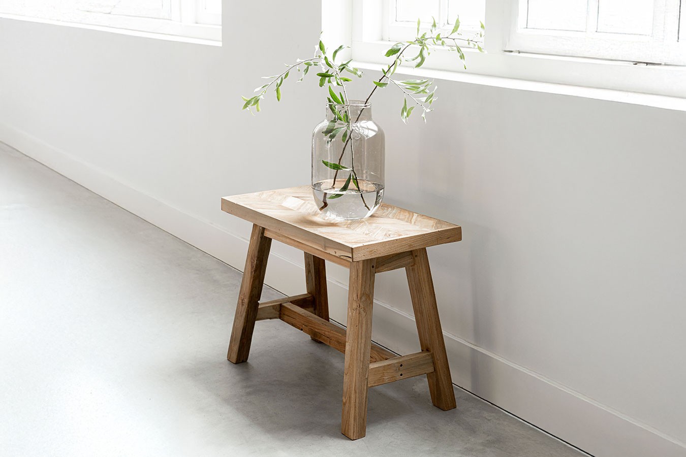 Hocker Herringbone Teakholz B 60 cm