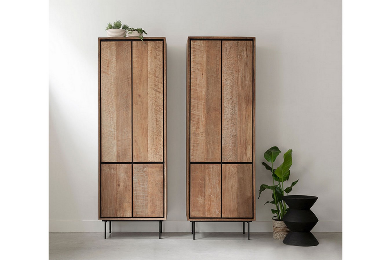 Schrank Metropole Teak Metall 210x70 cm