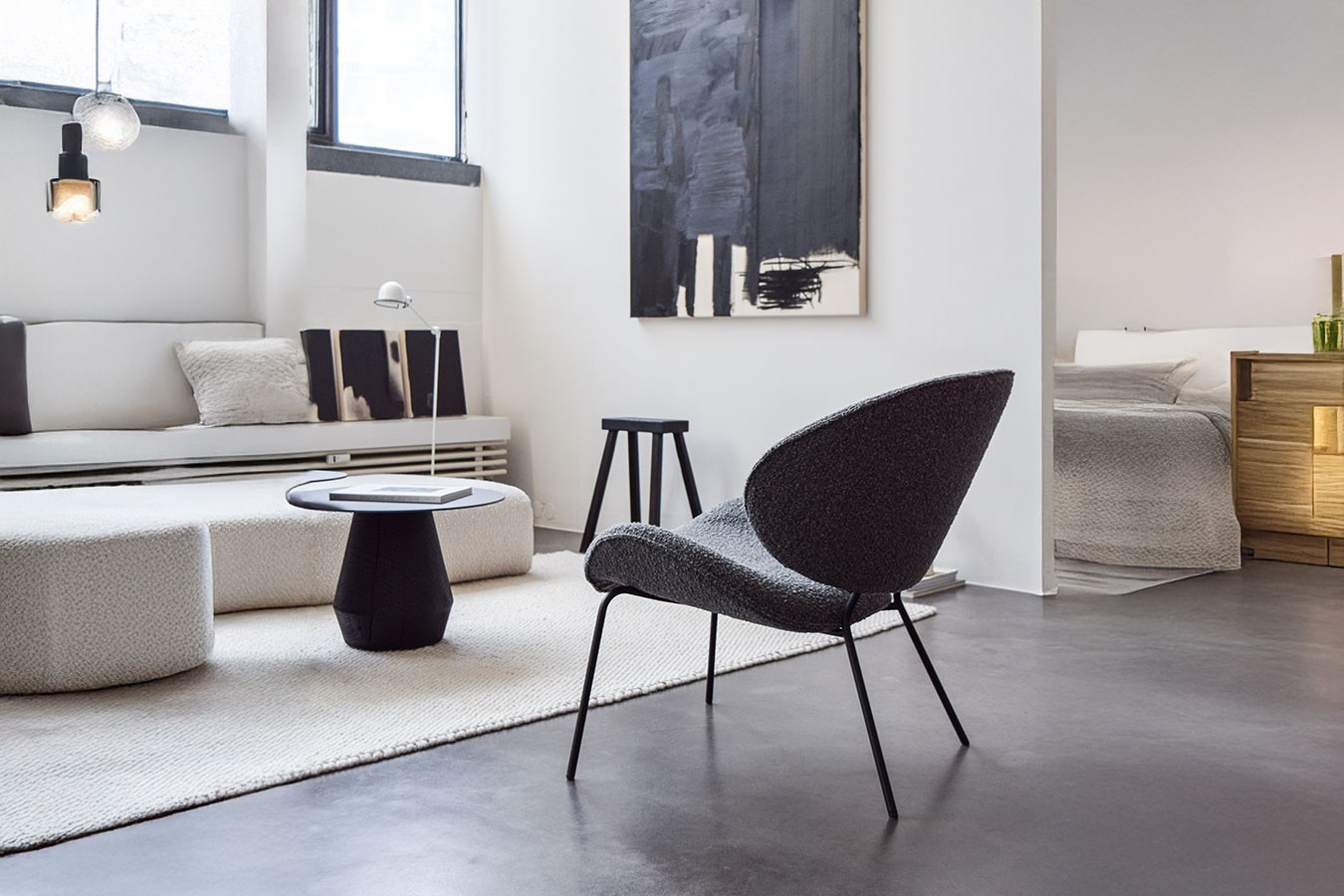 Sessel Alvaro Lounge Bouclé grau