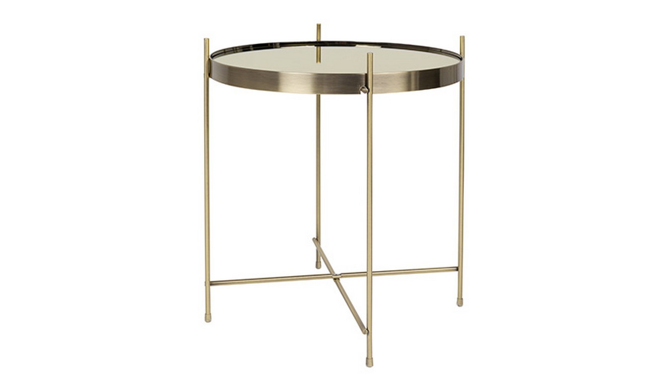 Beistelltisch rund Glas Metall gold
