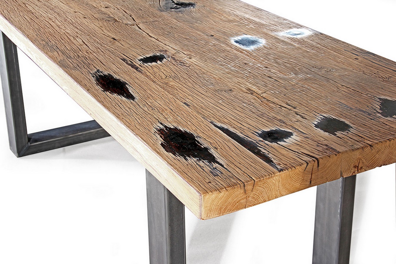 Tisch Wagoon Alteiche massiv Metallgestell