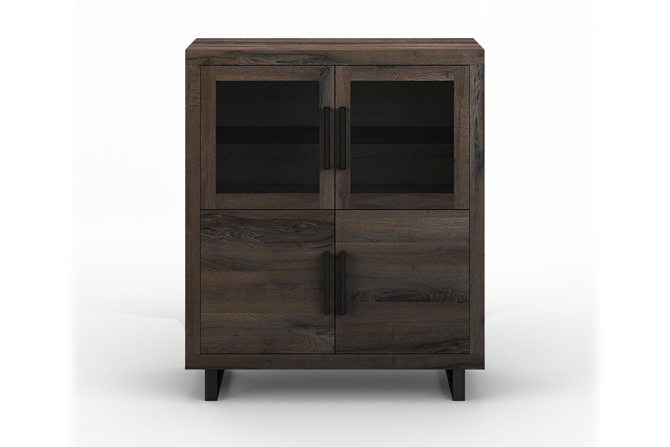 Highboard Nature mit Glas Eiche H 140 cm