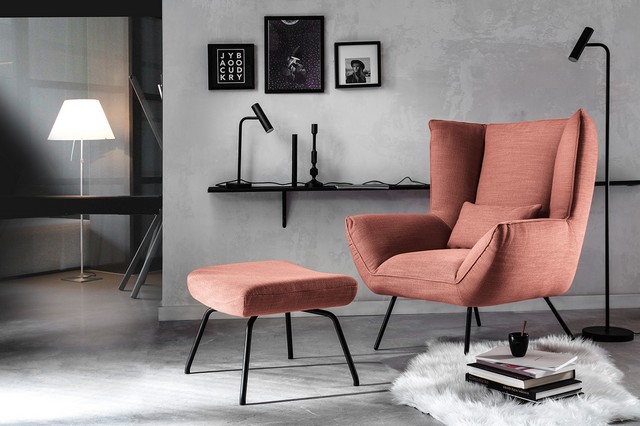 Sessel Evelin Stoff flamingo