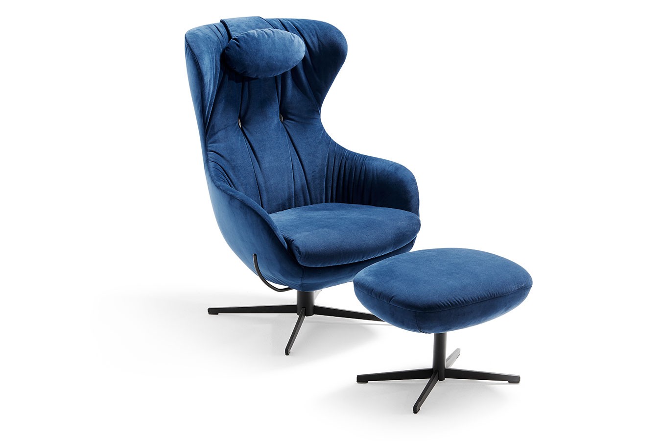 Relaxsessel Shark Samt blau (ohne Fusshocker)