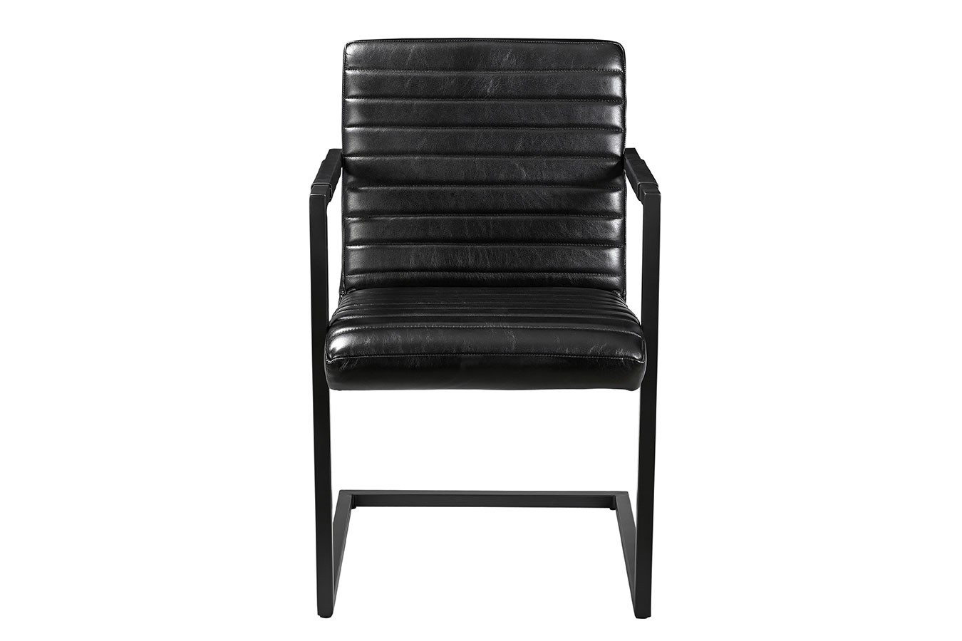 Freischwinger Oxford Leder schwarz