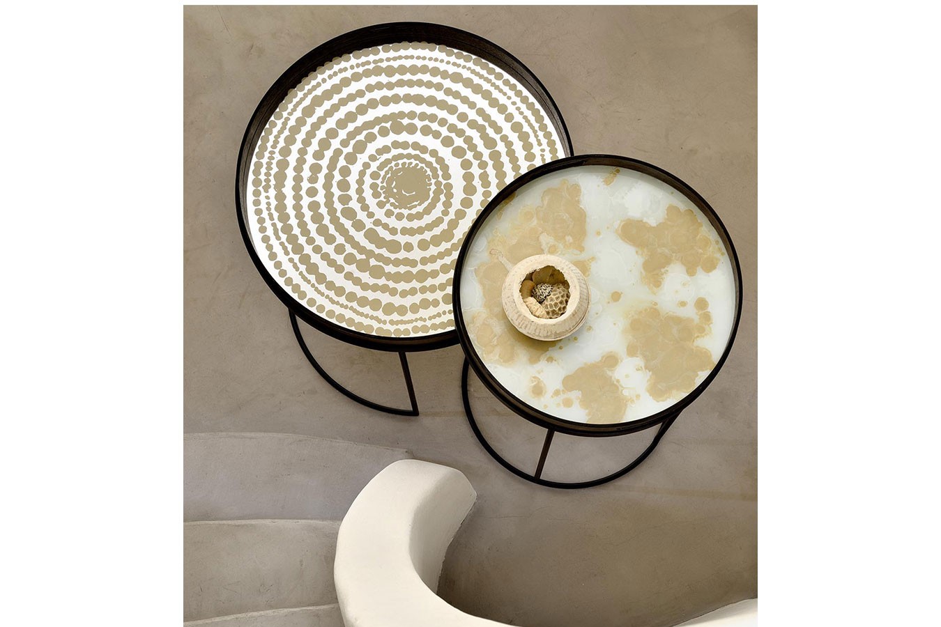 Notre Monde Tablett rund gold silber D 61 cm