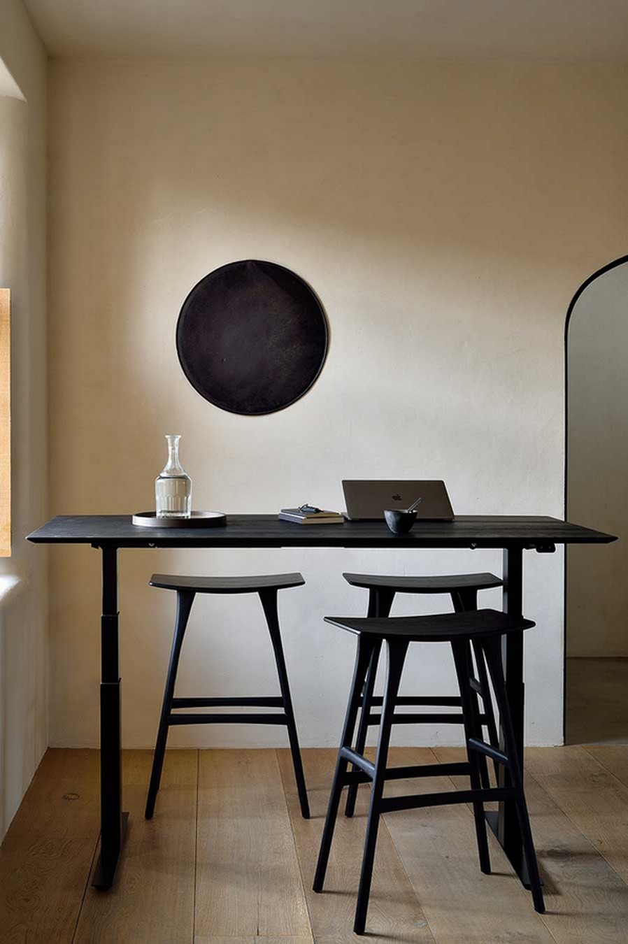 Schreibtisch Bok höhenverstellbar schwarz B 140 cm