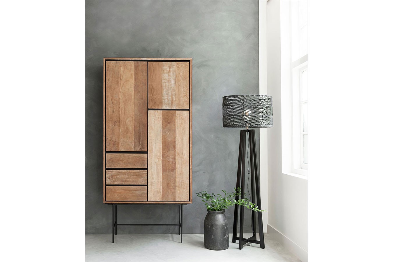 Schrank Metropole Teak Metall 210x100 cm