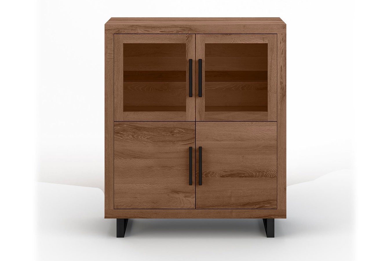 Highboard Nature mit Glas Eiche H 140 cm