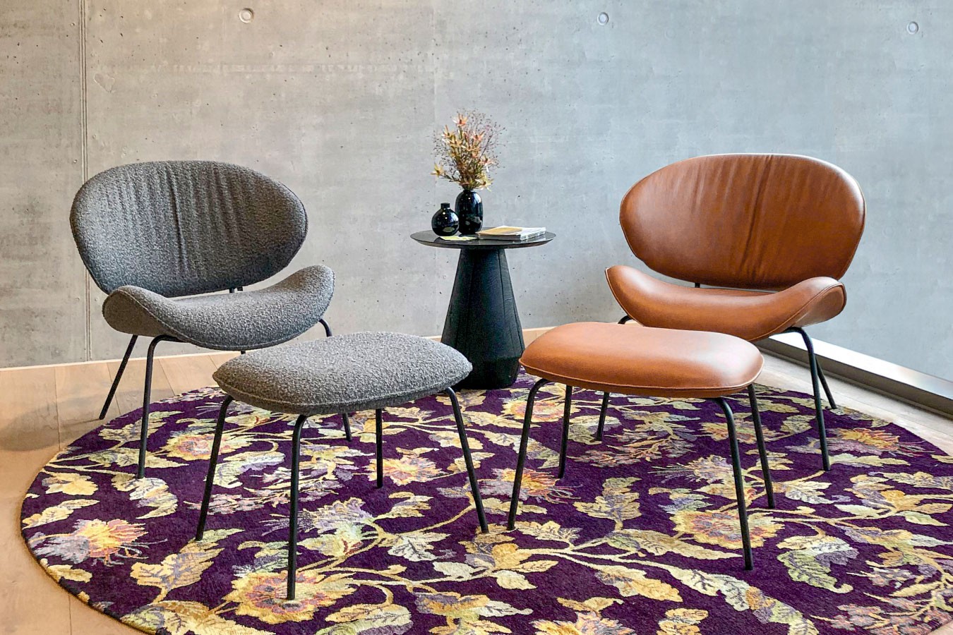 Sessel Alvaro Lounge Bouclé grau