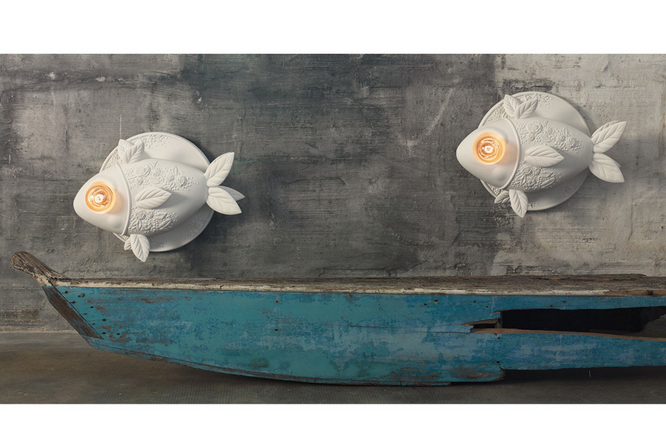 Wandleuchte Aprile Fisch weiss