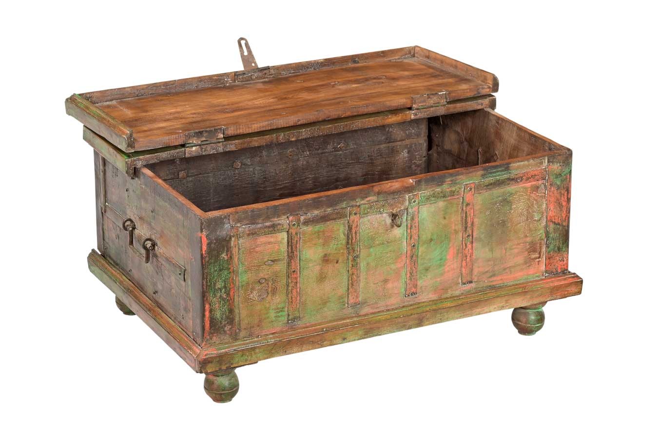 Holztruhe Vintage natur mit bunter Restpatina