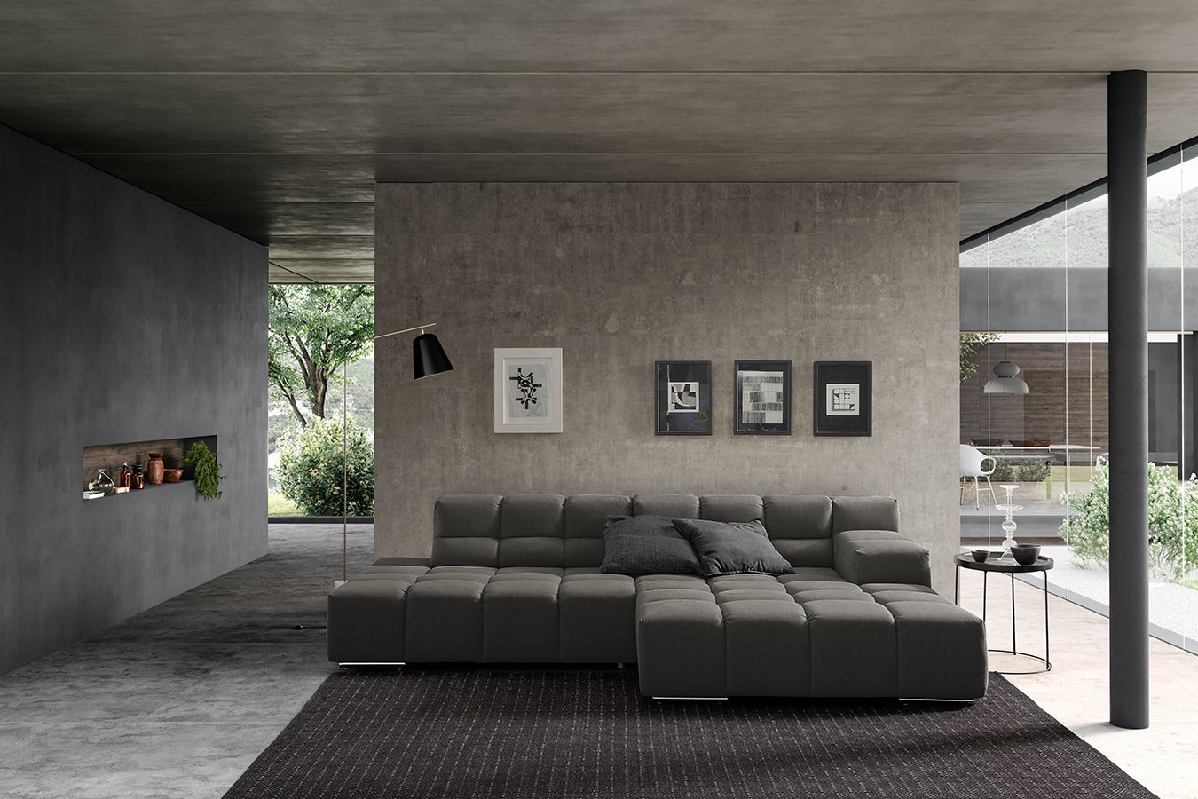 Ecksofa Cube Stoff dunkelbraun