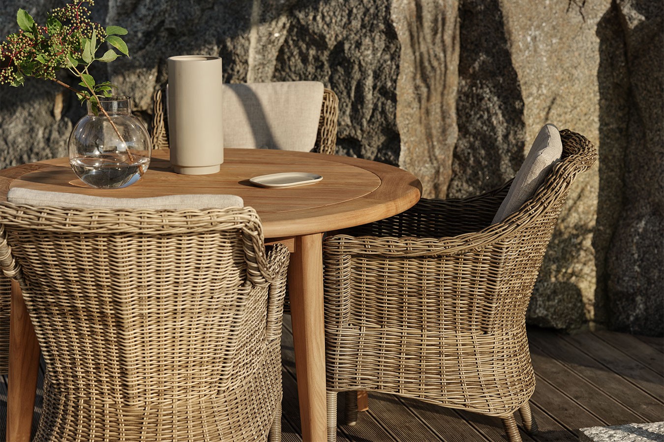 Armlehnstuhl Lenora Rattan natur