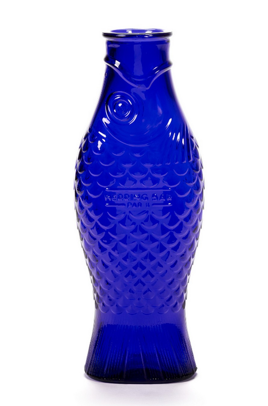 Karaffe Fish & Fish Glas kobaltblau H 29 cm