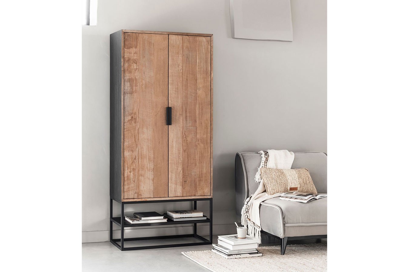 Schrank Cosmo Teak Metall 180x80 cm