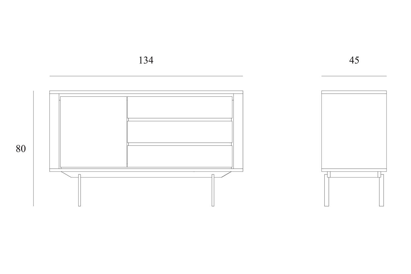Sideboard Oak Shadow Eiche massiv B 134 cm