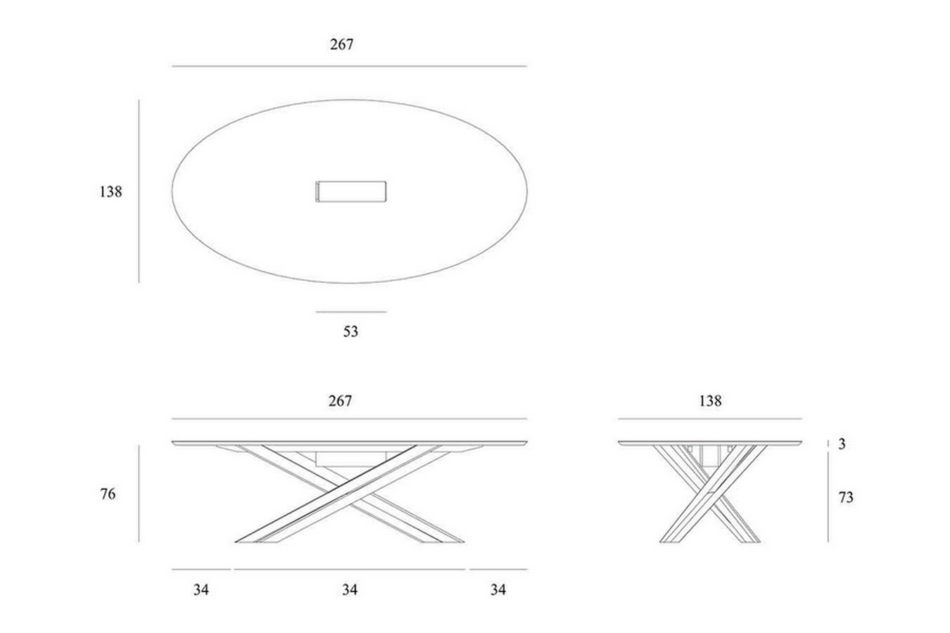 Konferenztisch Mikado Eiche oval 267 cm