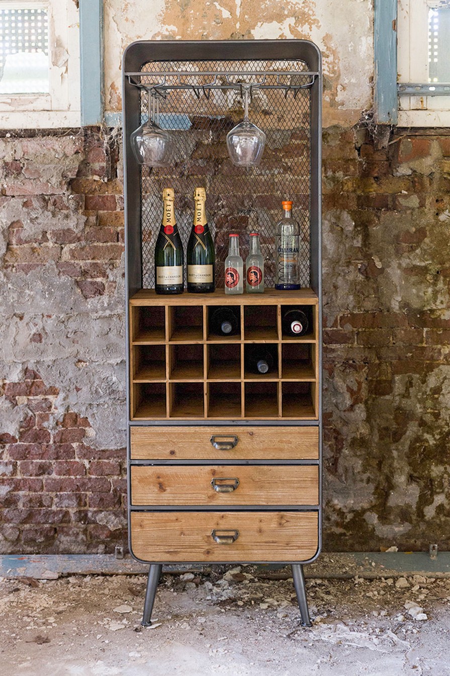 Weinregal Vino Metall Massivholz