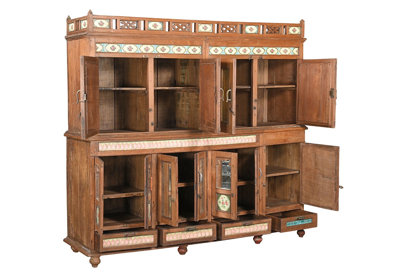 Vitrinenschrank Dutch Style mit Kacheln natur