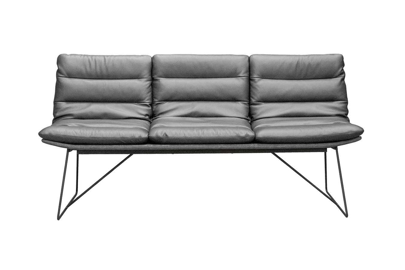 Bank Arva 3-Sitzer Stoff-Leder grau