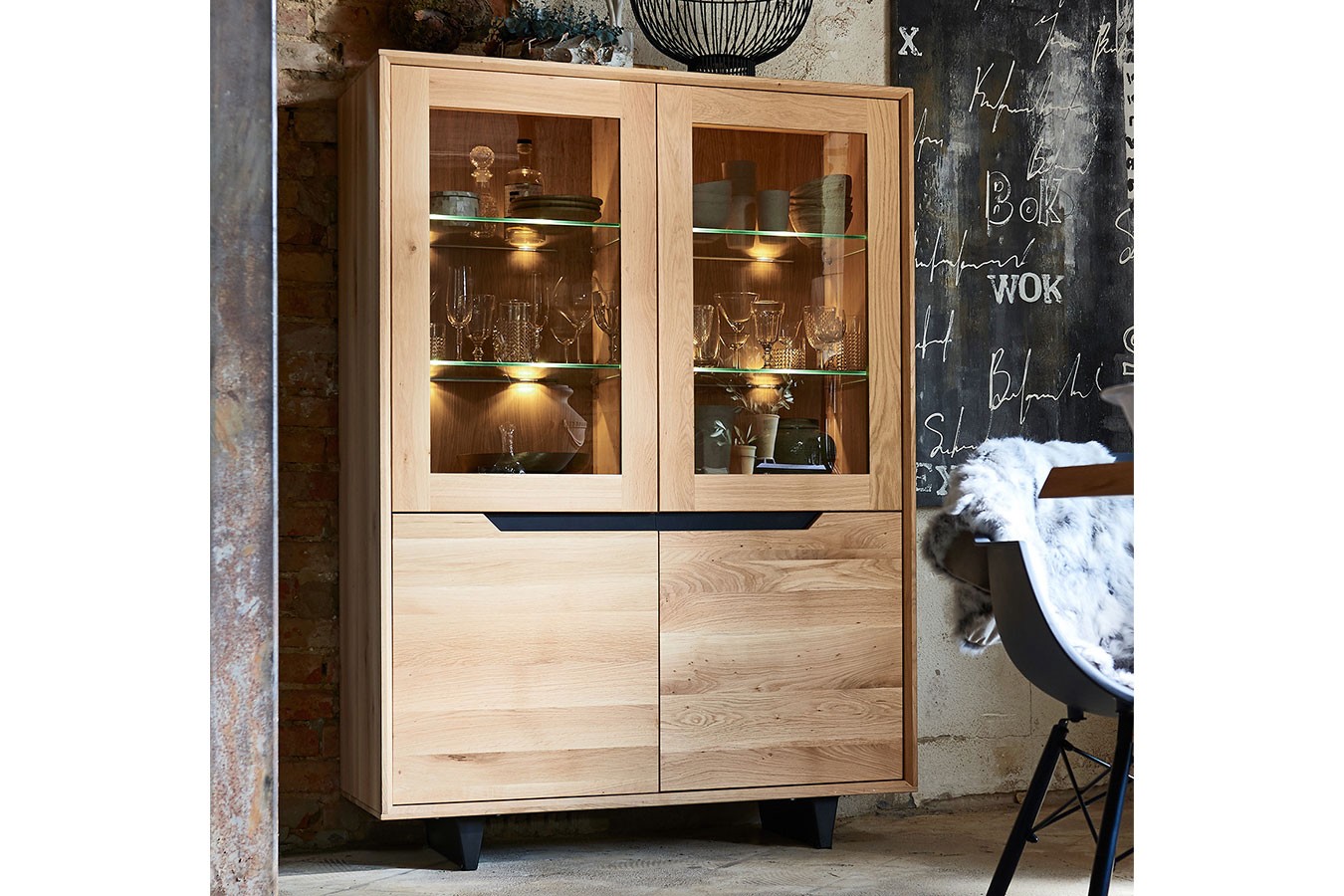 Vitrinenschrank EXTREME Eiche H 170 cm