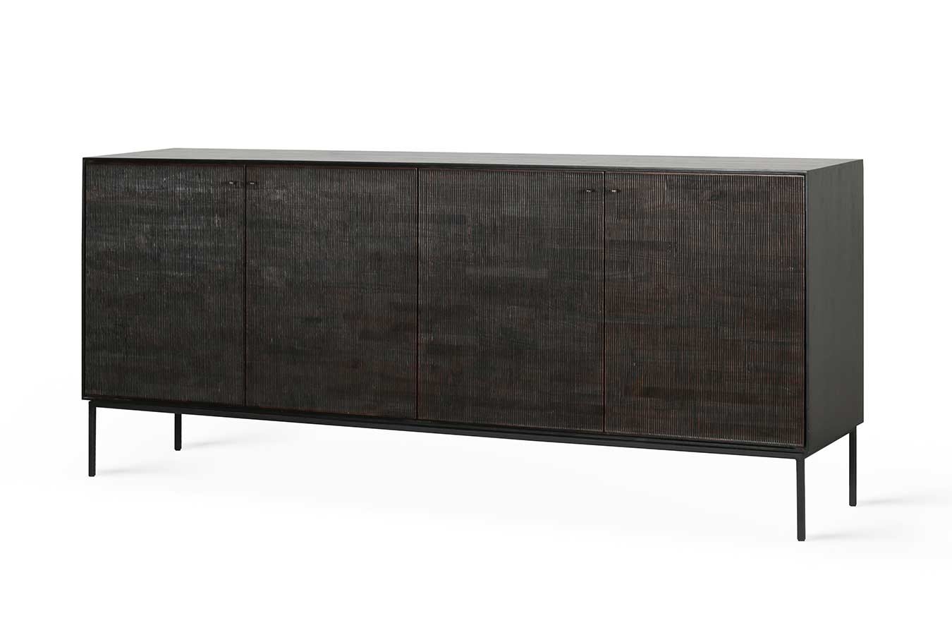 Sideboard Grooves Teak massiv B 202 cm