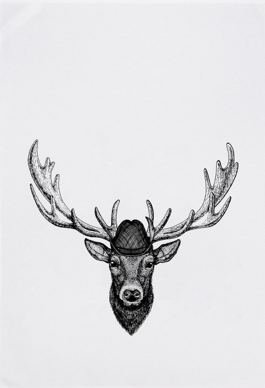 Geschirrtuch Hirsch mit Hut