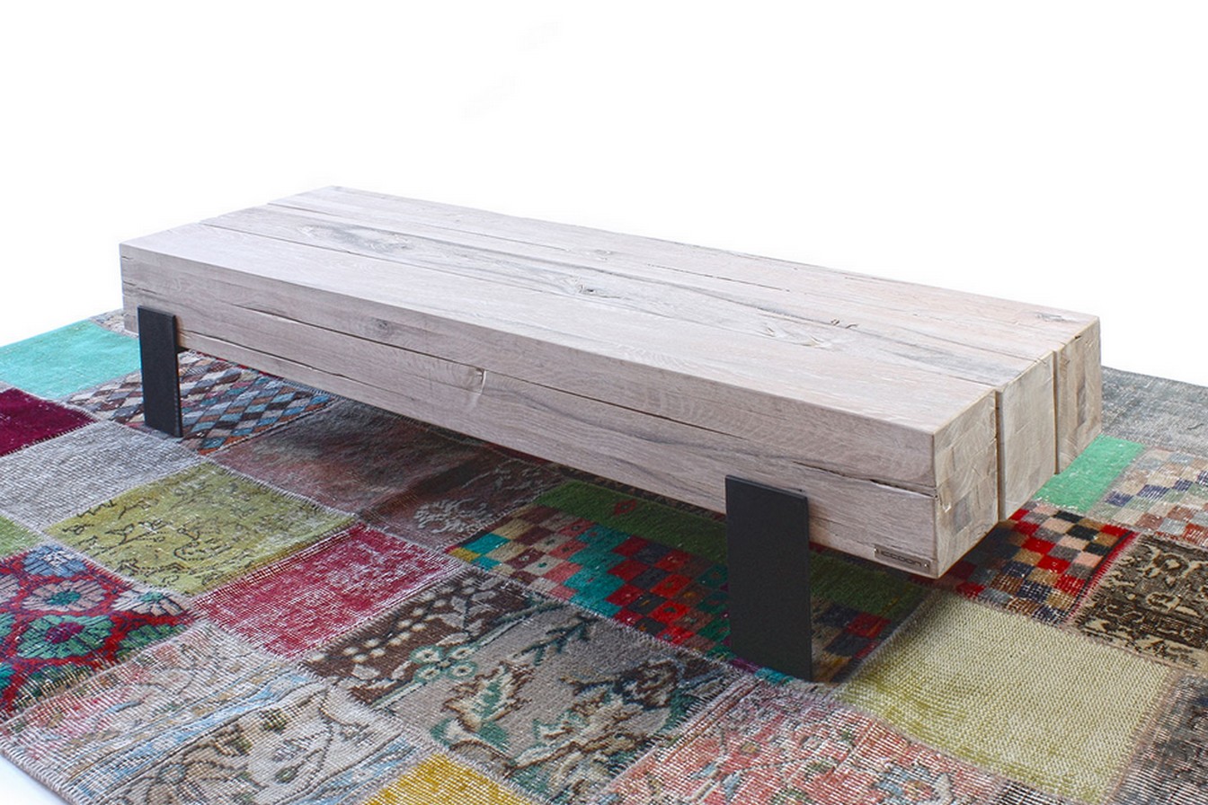 Couchtisch Beam Eiche Massivholz weiss