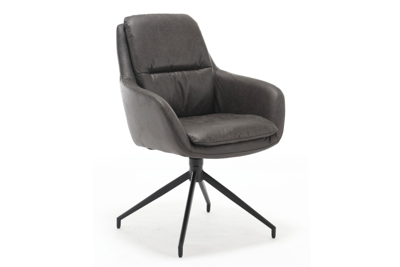 Armlehnstuhl Davina drehbar Lederoptik dunkelgrau