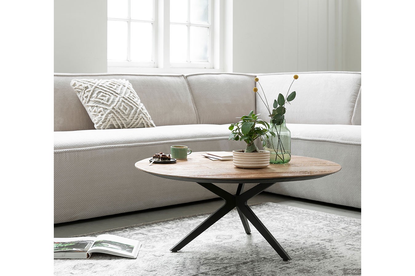 Couchtisch Metropole Teak Metall D 90 cm
