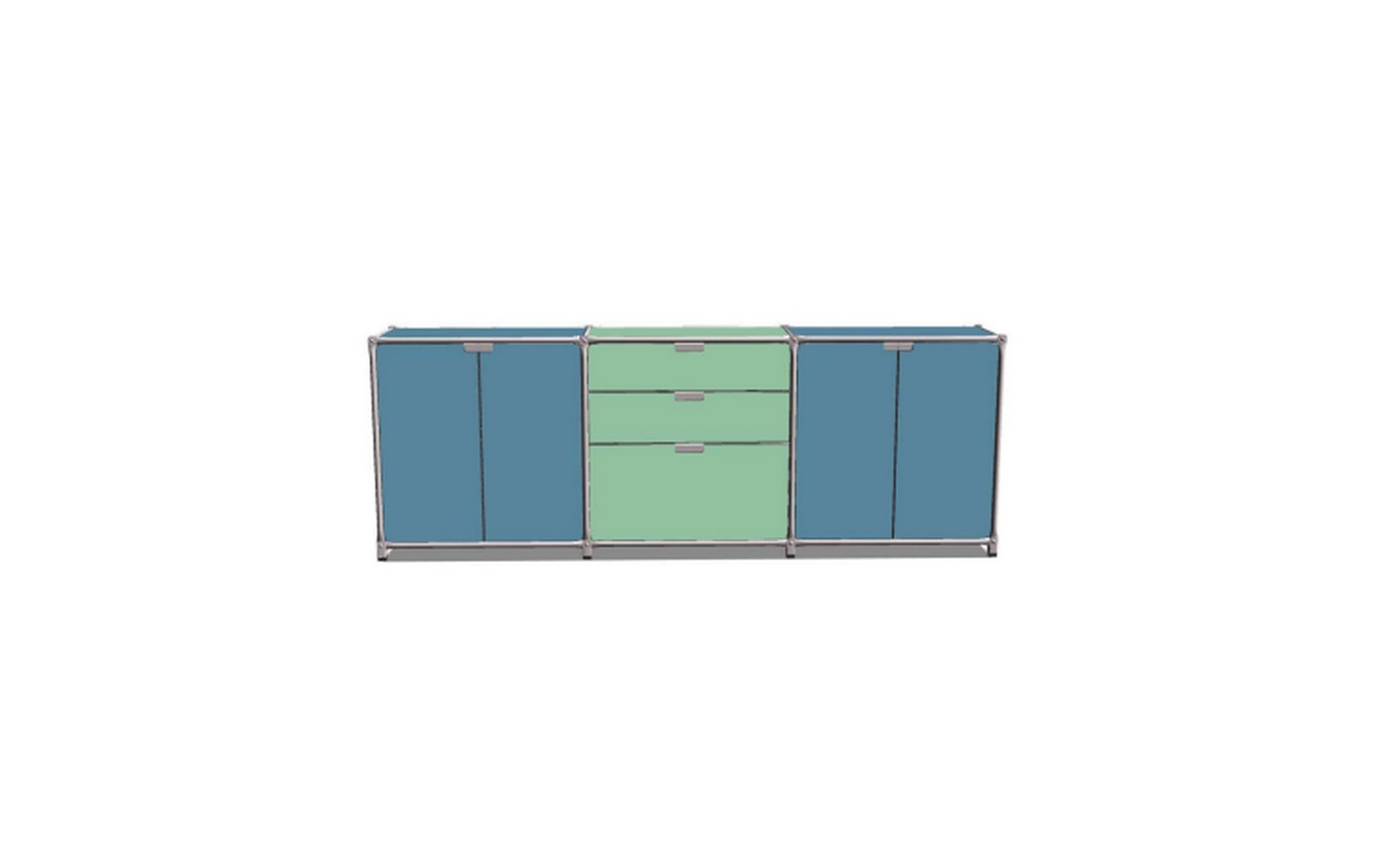Sideboard System 180 blau-grün B 219 cm