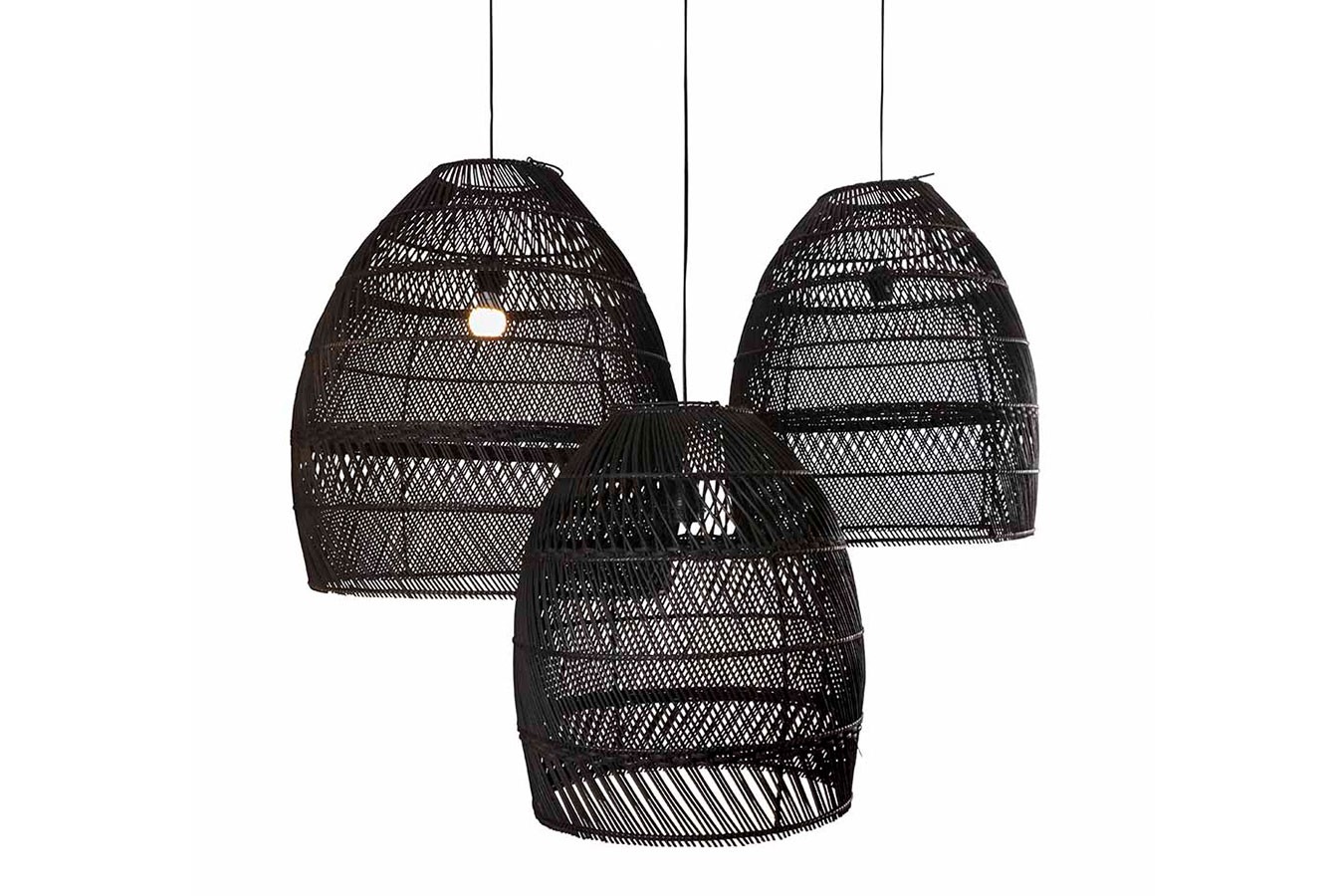 Lampenschirm Luna Rattan schwarz L